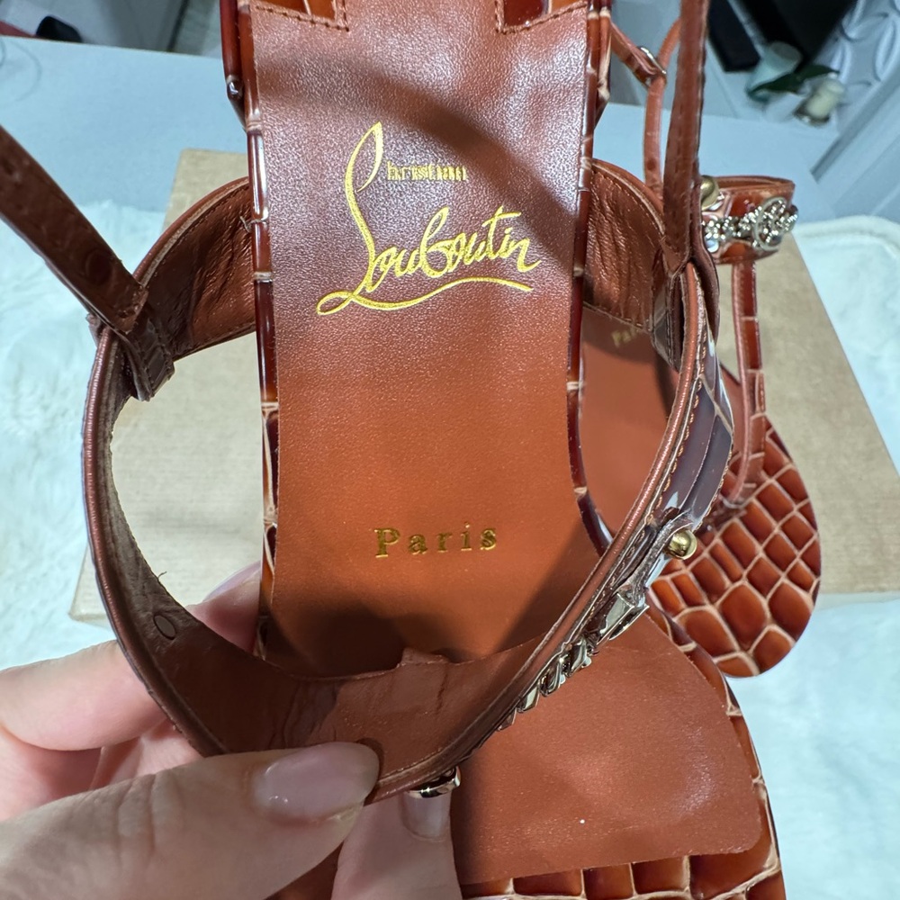 Just Queen 55 Croc-Embossed Sandals - Picture 8 of 15